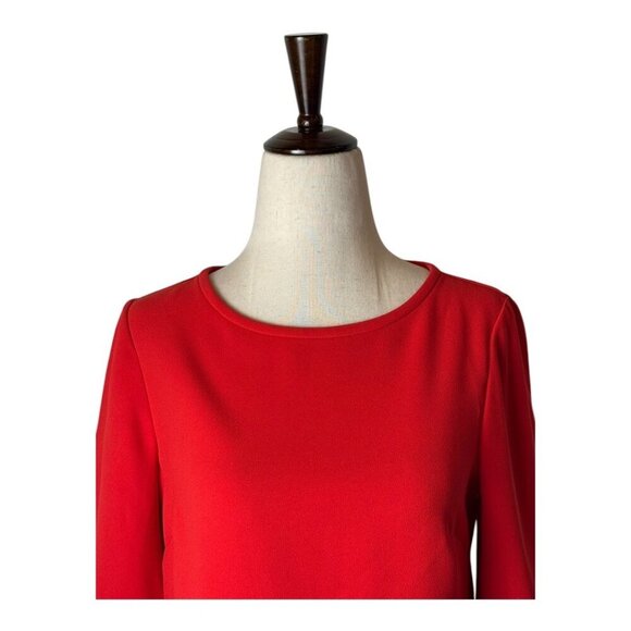 J Crew Shirt Women 00 Petite Red Crepe Lana Tiered Bell Sleeve Blouse NWT Preppy - Picture 5 of 14